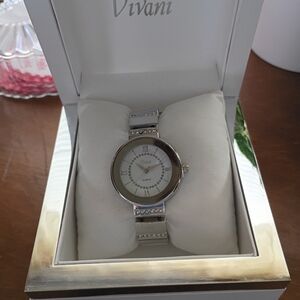 Vivani Women's Silver Watch with Crystal Accents